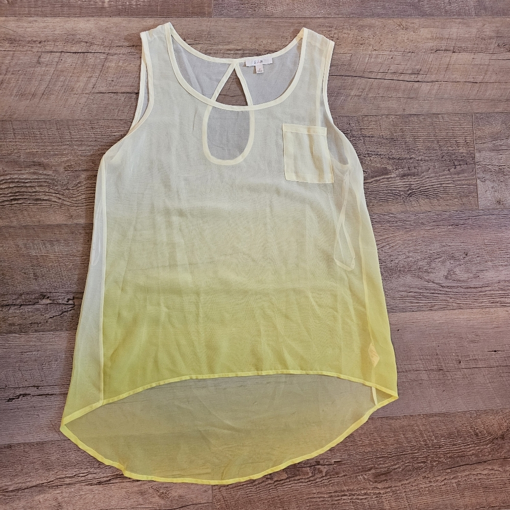E&M sheer yellow ombre tank size M